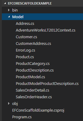 Scaffolded Model in Visual Studio Code
