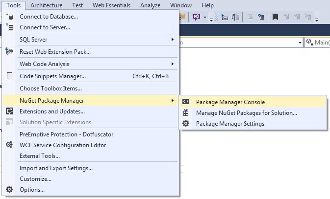 Package Manager Console