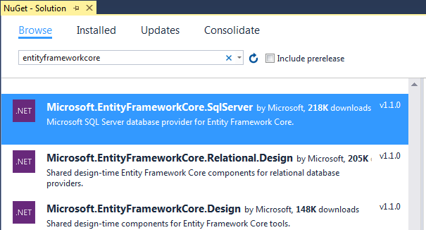 How To Get Entity Framework Core