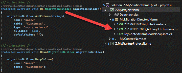 EF Core Migration Files