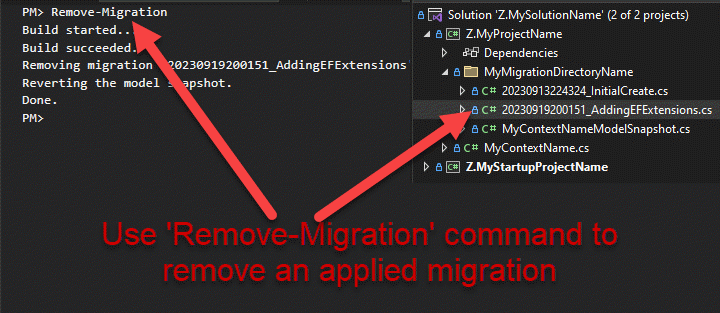 EF Core Remove Migration