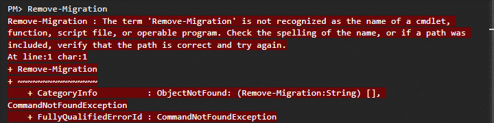 Exception - The migration has already been applied to the database